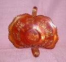 CARNIVAL GLASS DOUBLE HANDLE BUTTERFLY MOTIF DISH