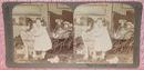 STEREOVIEW - A YOUNG GIRL & HER DOLLS & DOG