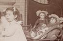 STEREOVIEW - A YOUNG GIRL & HER DOLLS & DOG