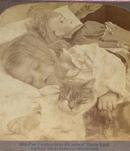 STEREOVIEW - GIRL SLEEPING WITH HER DOLL & CAT