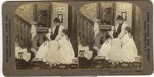 CHINA HEAD DOLL IN STEREOVIEW - THE EVENING PRAYER 1903 BY C.L. WASSON