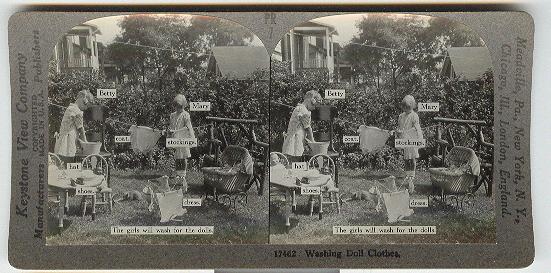 CHILD STEREOVIEW - WASHING DOLL CLOTHES