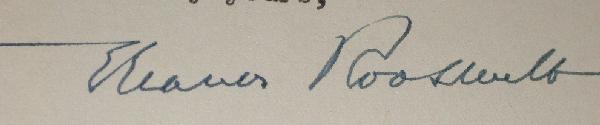 SIGNED LETTER FROM ELEANOR ROOSEVELT