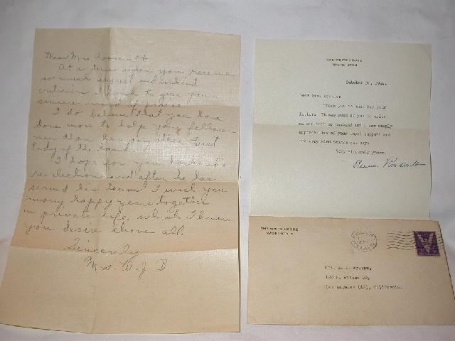 SIGNED LETTER FROM ELEANOR ROOSEVELT