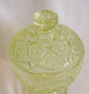 YELLOW PRESSED GLASS COMPOTE ON PEDISTAL