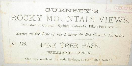 OLD GURNSEY ROCKY MOUNTAIN STEREOVIEW - WILLIAMS CANYON