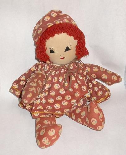 HAND MADE CLOTH DOLL WITH STITCHED FACE