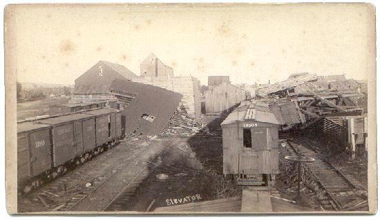 1883 TRAIN YARD CABINET PHOTO - CYCLONE AT ROCHESTER, MINN