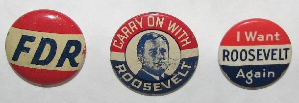 THREE FRANKLIN ROOSEVELT PINBACKS