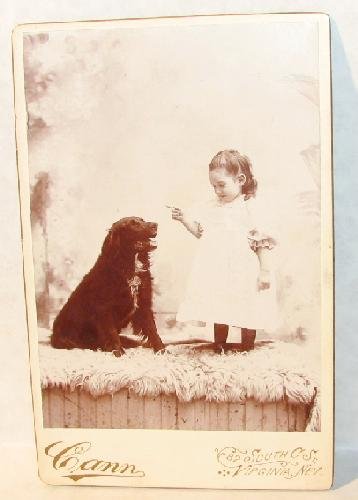 RARE CABINET PHOTO - A GIRL AND HER DOG