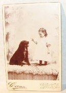 RARE CABINET PHOTO - A GIRL AND HER DOG