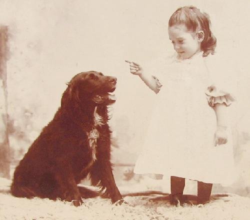 RARE CABINET PHOTO - A GIRL AND HER DOG
