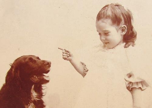 RARE CABINET PHOTO - A GIRL AND HER DOG