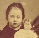 A GIRL & HER DOLL - 1870s TINTYPE PHOTOGRAPH