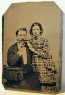 FATHER AND DAUGHTER - 1860s TINTYPE PHOTOGRAPH