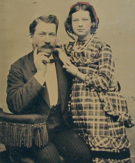 FATHER AND DAUGHTER - 1860s TINTYPE PHOTOGRAPH