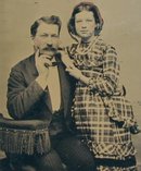 FATHER AND DAUGHTER - 1860s TINTYPE PHOTOGRAPH