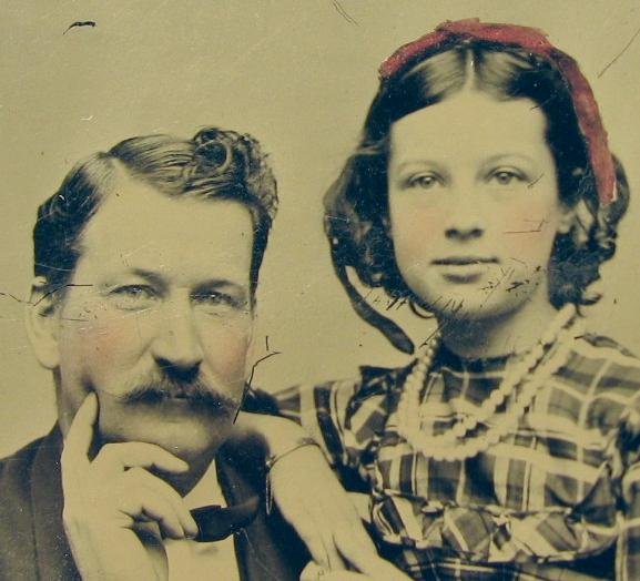 FATHER AND DAUGHTER - 1860s TINTYPE PHOTOGRAPH