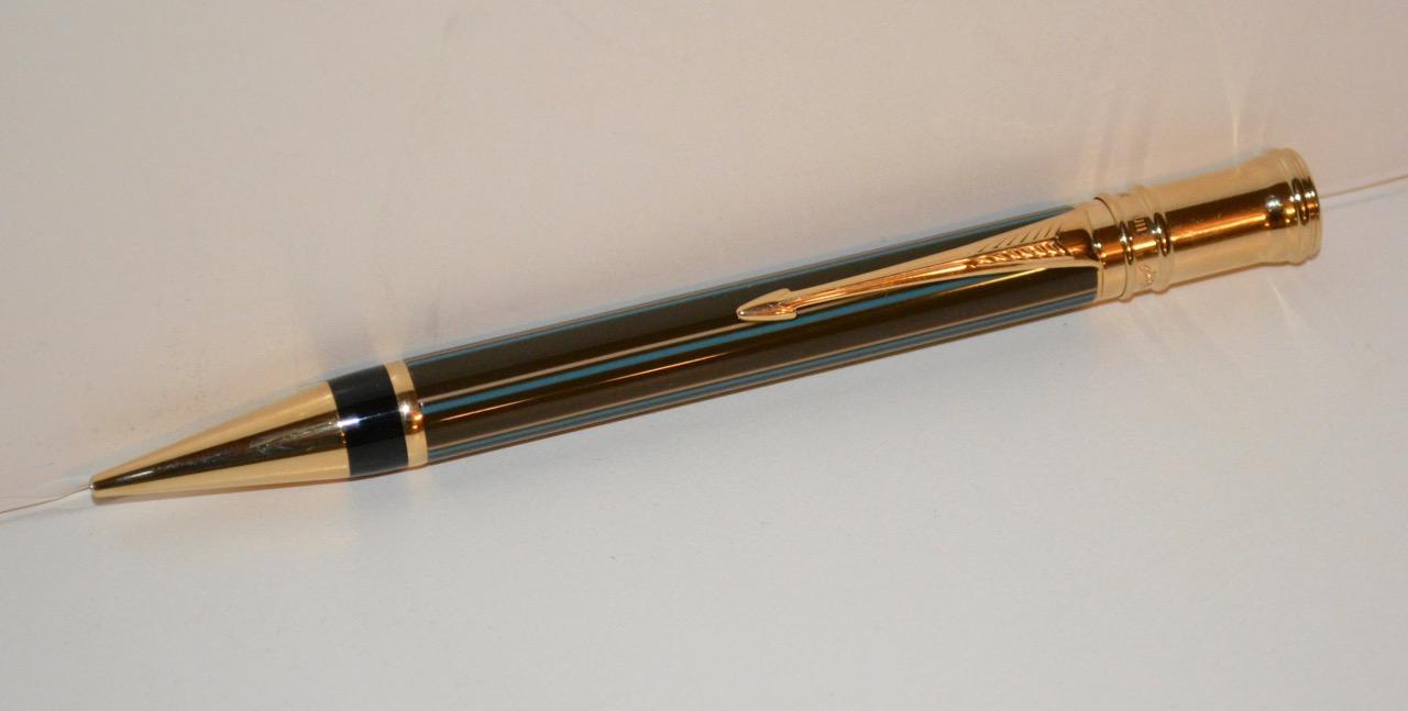 Parker - Duofold Chocolate Pinstripe Mechanical Pencil in Birdseye Maple Box