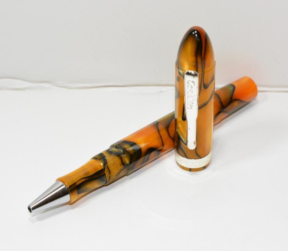Conklin Nozac Rollerball - Swirled Orange/Black Pearlized