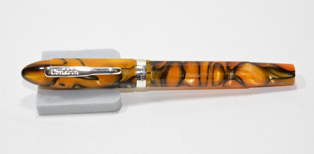 Conklin Nozac Rollerball - Swirled Orange/Black Pearlized