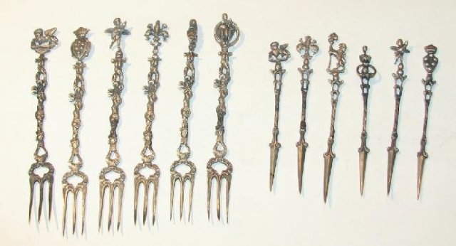 VERY ORNATE - 800 SILVER FORK AND PICK SET