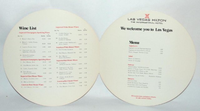 ORIGINAL ELVIS PRESLEY - 1972 SOUVINER MENU