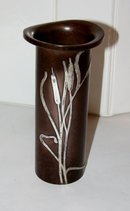 STUNNING HEINTZ VASE - STERLING ON BRONZE