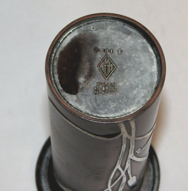 STUNNING HEINTZ VASE - STERLING ON BRONZE