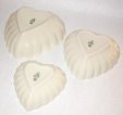 SET OF BELLEEK HEART SHAPED BOWLS