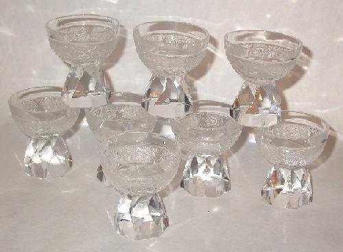 KUSAK - CUT GLASS CRYSTAL DECANTER AND 8 GLASSES