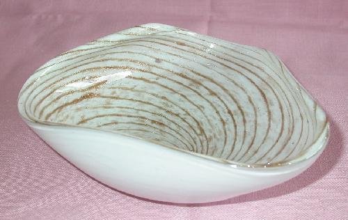 BEAUTIFUL WHITE AND GOLD STRIPE MURANO GLASS