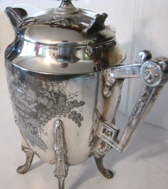 LOVELY SILVERPLATE TEAPOT - FLORAL MOTIF