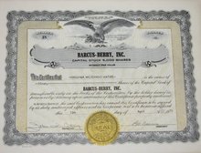 BARCUS-BERRY, INC. - STOCK CERTIFICATE