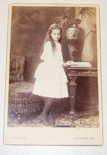 Angelic Young Girl in Beautiful White Dress, Baltimore - CABINET CARD