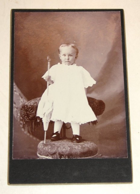 Portrait of a Young Child with a Parasol - CABINET CARD