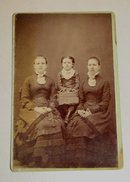 Three Beautiful Girls in Gorgeous Victorian Clothing - CABINET CARD