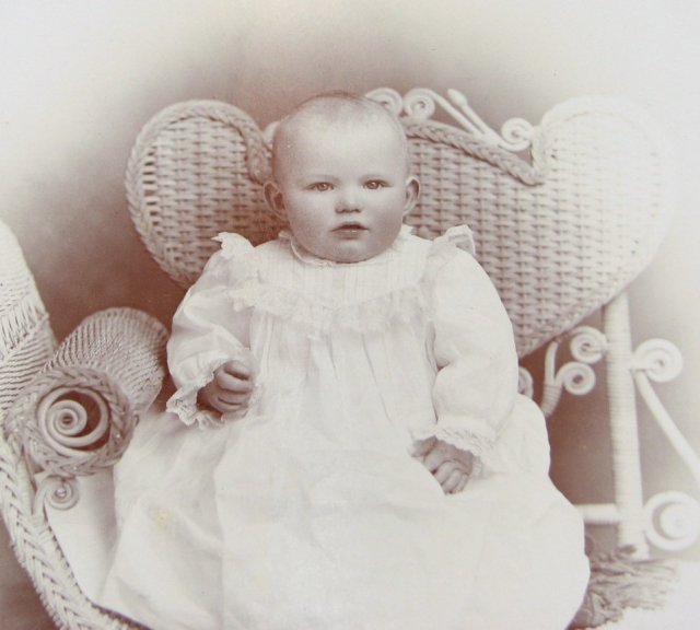 Baby on a Wicker Chair - CABINET CARD