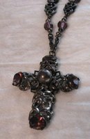1920's Cross Necklace accented with Amethyst Glass
