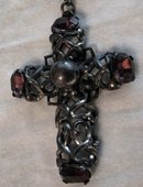 1920's Cross Necklace accented with Amethyst Glass