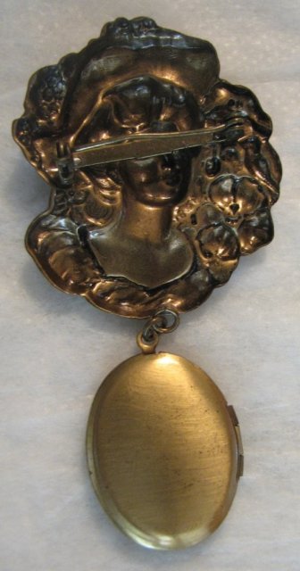 Gibson Girl Hanging Locket Brooch
