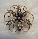 Elegant Seed Pearl and Gem Stone Brooch