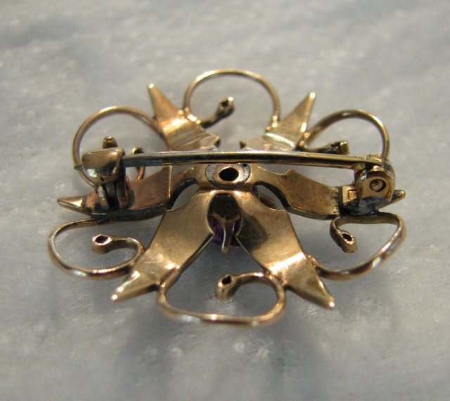Elegant Seed Pearl and Gem Stone Brooch