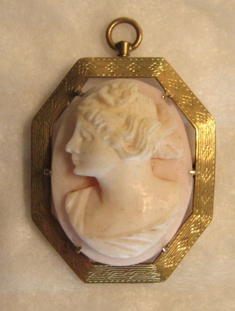 19th Century Cameo Brooch - Coral Hard Stone
