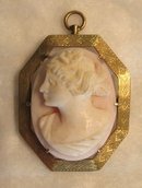 19th Century Cameo Brooch - Coral Hard Stone