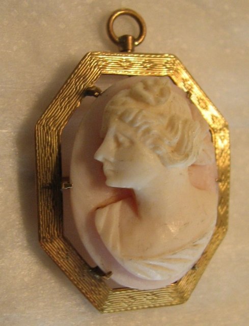 19th Century Cameo Brooch - Coral Hard Stone