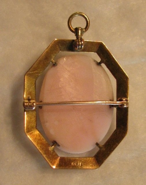 19th Century Cameo Brooch - Coral Hard Stone