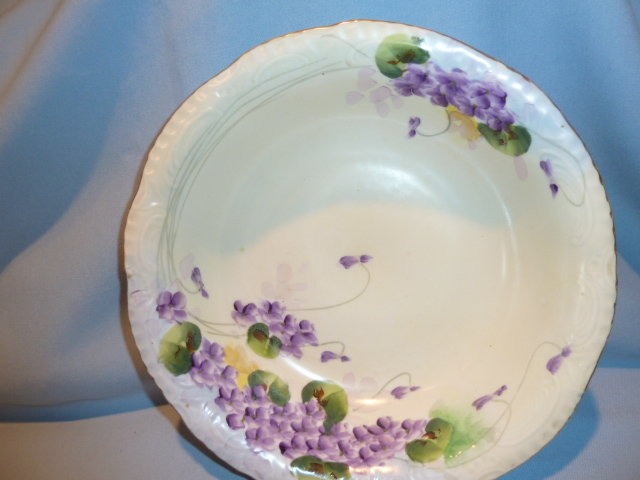 E-OH NIPPON JAPAN 6 PIECE BERRY BOWL SET PURPLE VIOLETS RARE