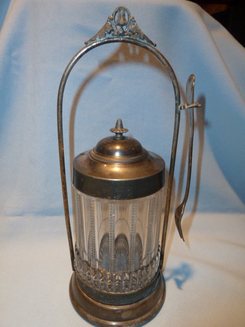 VICTORIAN PICKLE CASTOR CASTER WITH FORK CLEAR ZIPPER PANEL