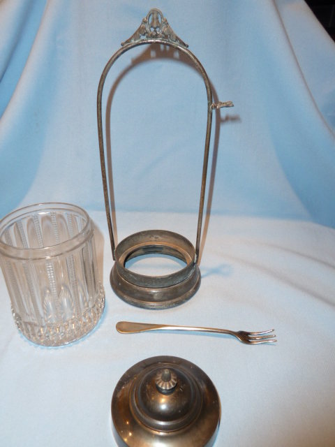 VICTORIAN PICKLE CASTOR CASTER WITH FORK CLEAR ZIPPER PANEL